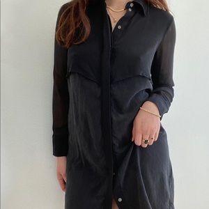 EUC Club Monaco 100% Silk Black Shirt Dress